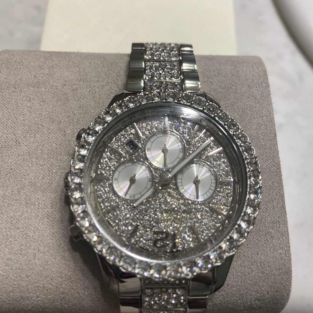 Michael Kors Silver Tone Studded Watch